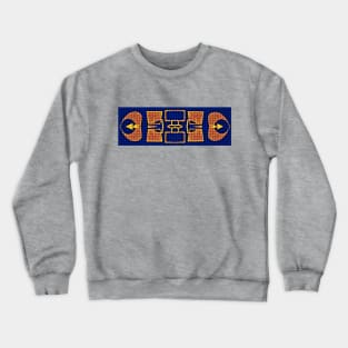 African Wax Abstract Symbols Blue & Orange Crewneck Sweatshirt